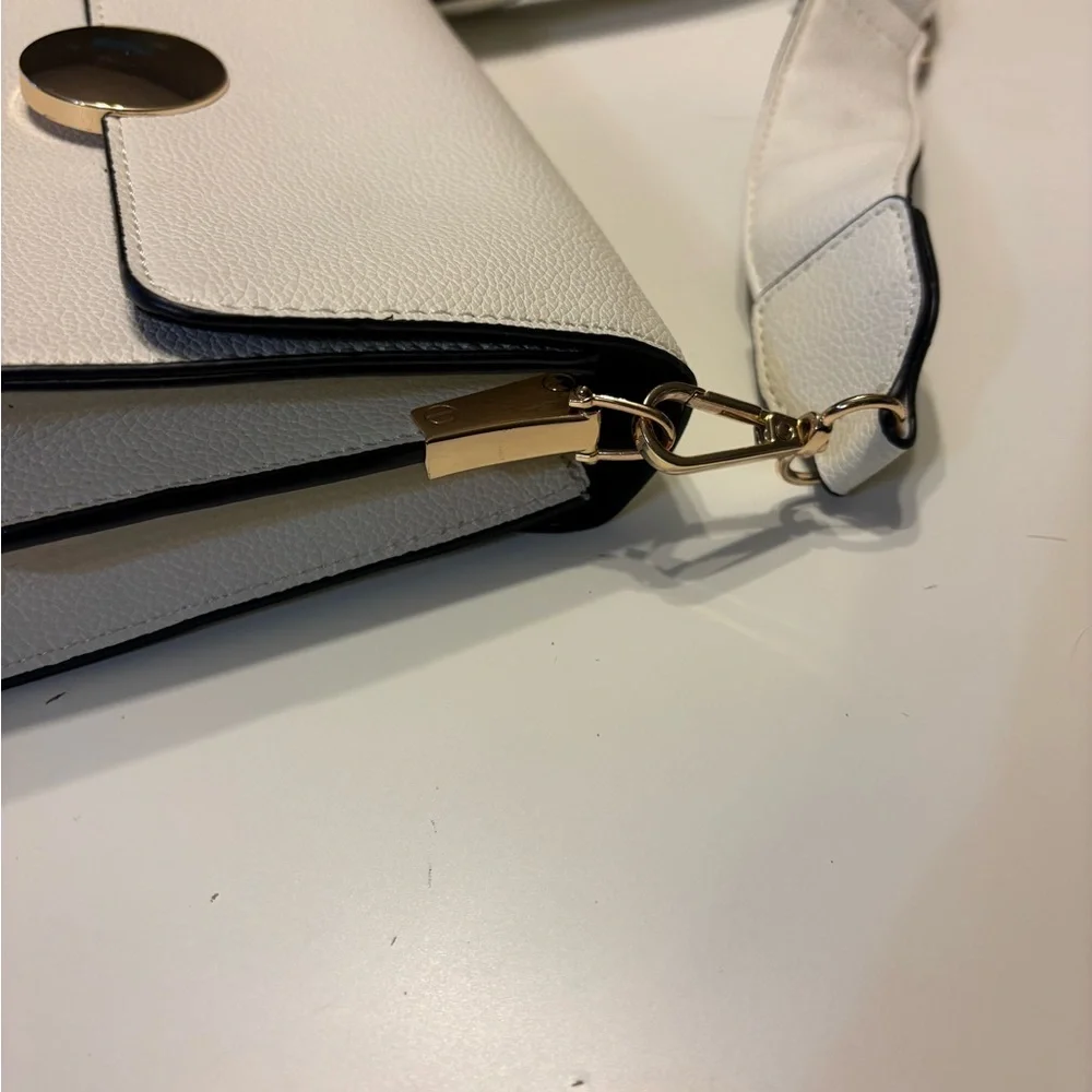 White Crossbody Bag with Gold Accent - Picture 6 of 6